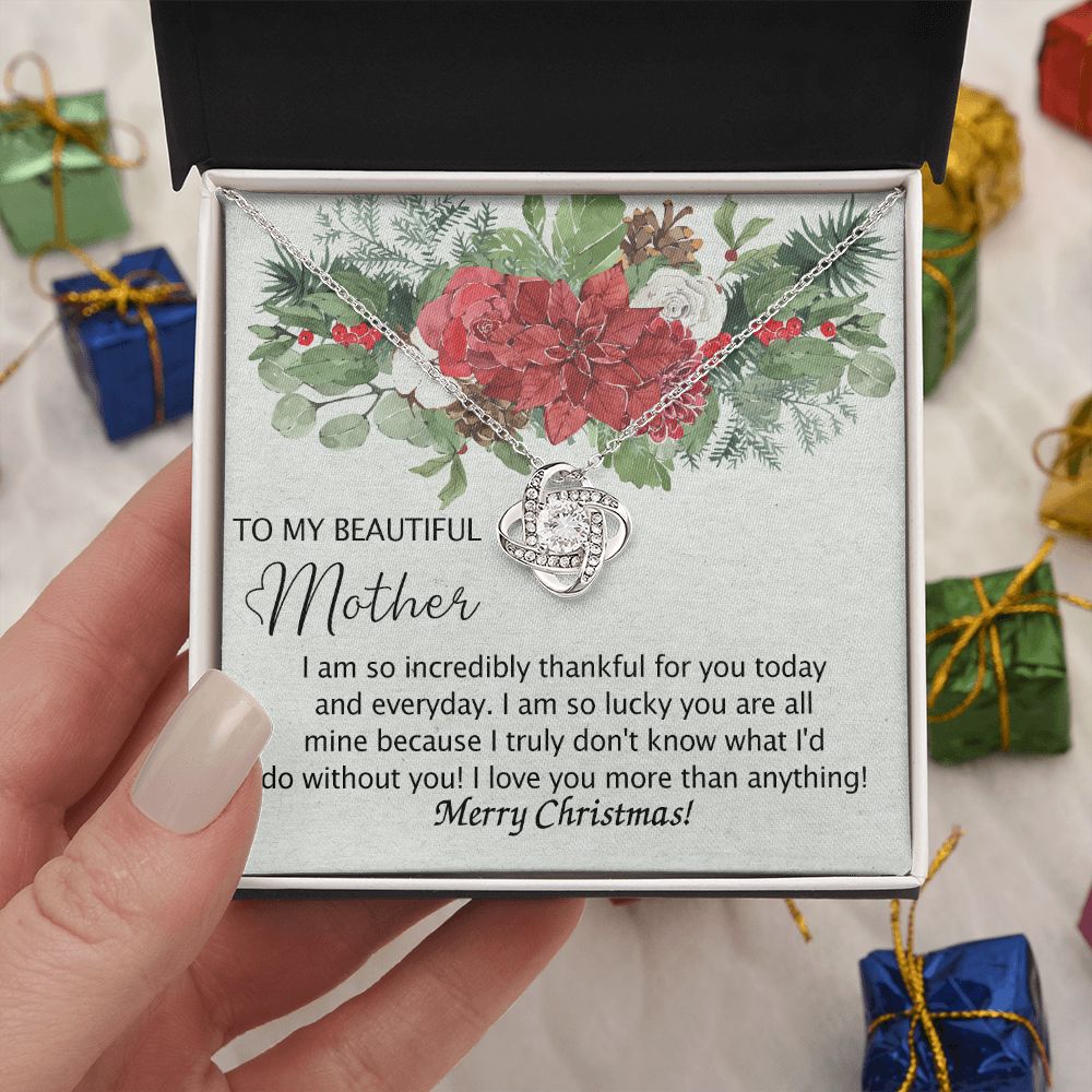 Beautiful Mother Gift Necklace - To My Beautiful Mother Love Knot Necklace From Daughter, Merry Christmas Necklace Gift For Mother Necklace Gift On Christmas To Mom, Birthday Gift For Beautiful Mom Love Knot Necklace 6323