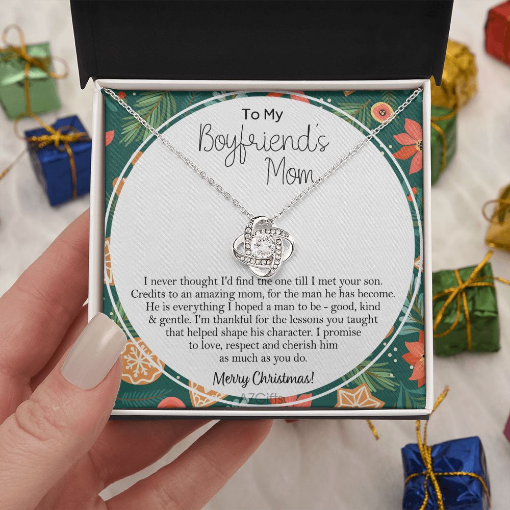 Gift Necklace For Boyfriend's Mom, Merry Christmas Necklace Gift, To My Boyfriend's Mom Necklace From Son, To An Amazing Mom Gift Necklac, Boyfriend's Mom Gift Necklace Love Knot Jewelry For Mom Love Knot Necklace 6323