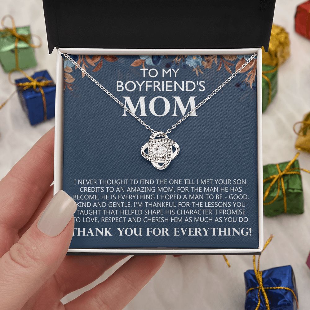 Amazing Mom Necklace Gift For Boyfriend's Mom Gift Necklace, To My Boyfriends Mom Necklace From Son, Mother And Son Gift Necklace, Gift For Boyfriends Mom Love Knot Necklace Jewelry Gift For Wome Love Knot Necklace 6323