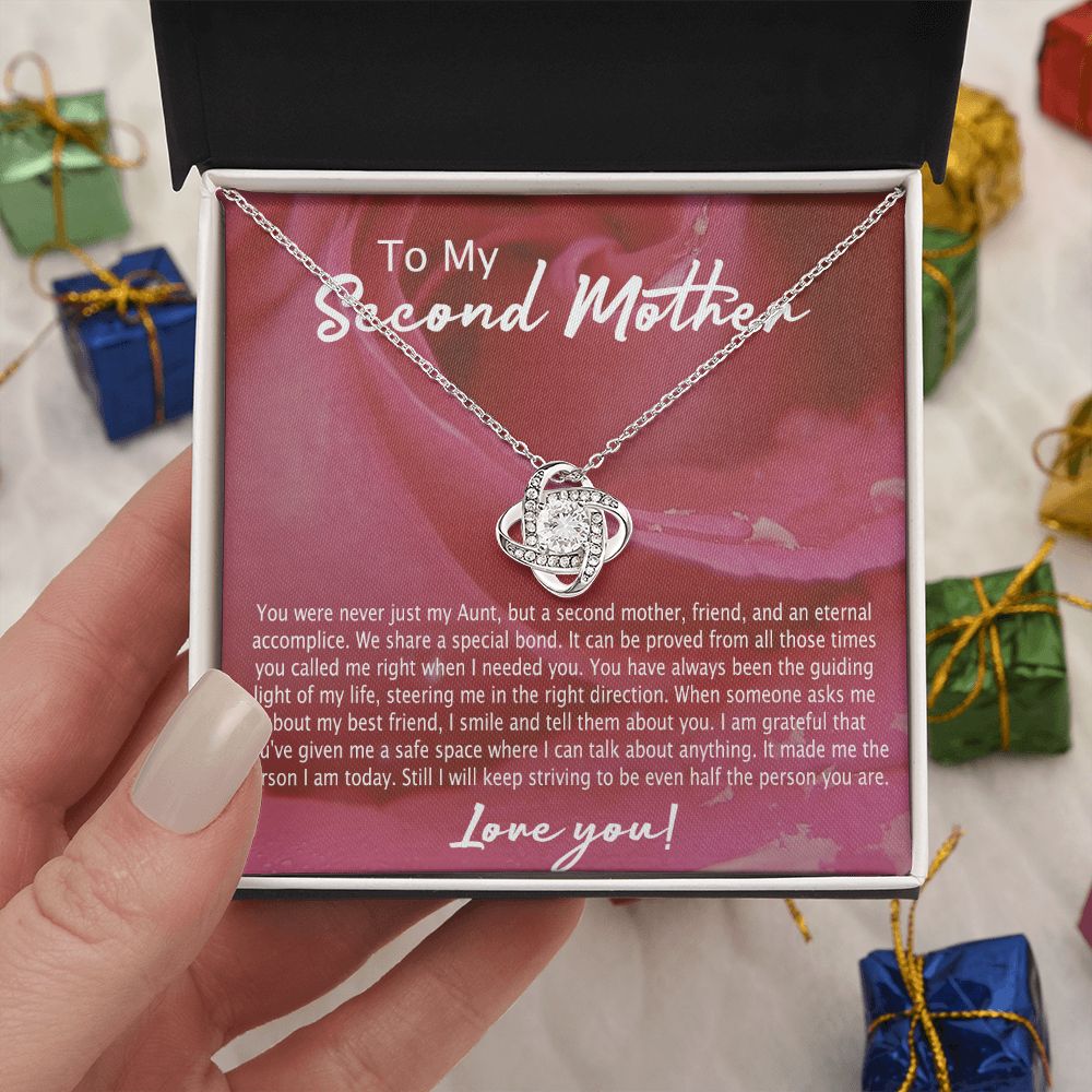 Second Mother Necklace, To My Second Mom Love Knot Necklace From Son, Second Mother Gift Necklace, Mother Pendant Gift Necklace From Daughter Or Son, Jewelry Gift For Women, Boyfriend's Mom Gift Love Knot Necklace 6323