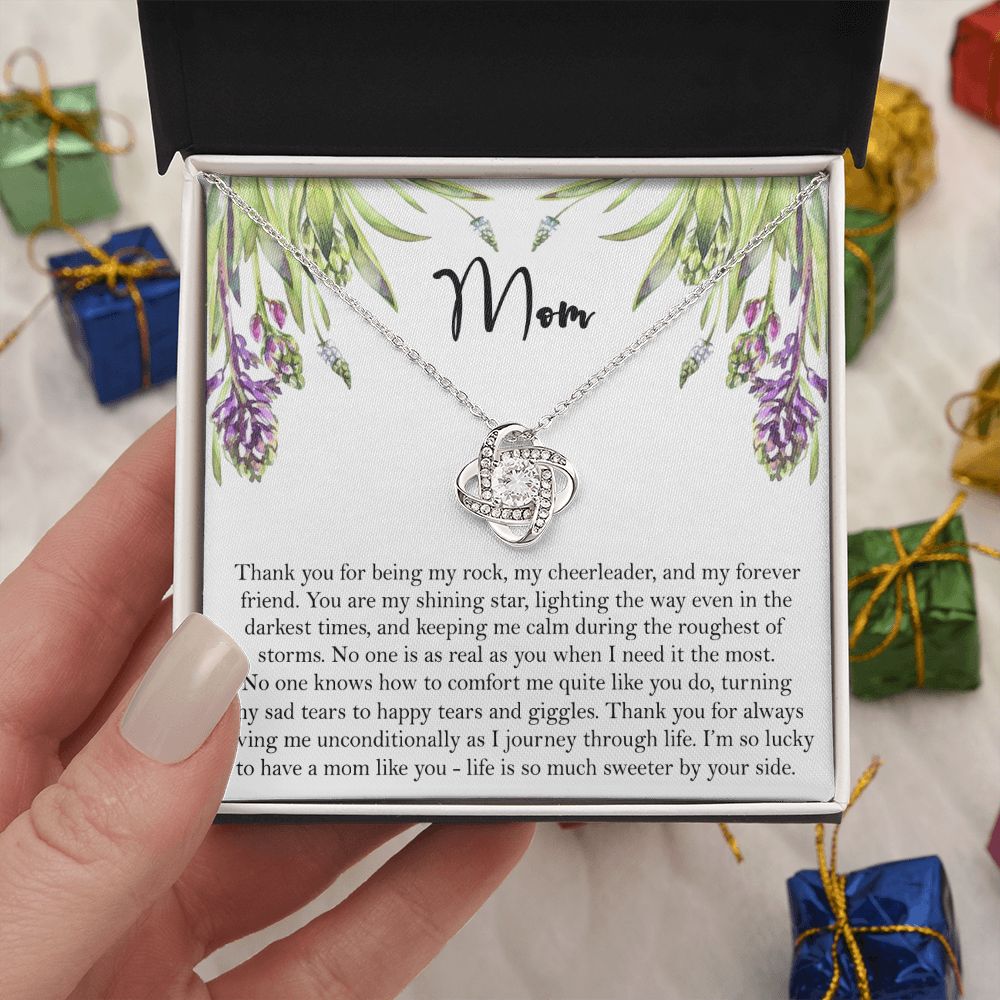 Thank You Mom Gift Necklace, To My Mom Love Knot Necklace Gift From Daughter And Mother Love Knot Pendant Gift For Mom, Bonus Mom Gift Necklace Thank You Pendant Gift For Mom, Jewelry Gift For Women