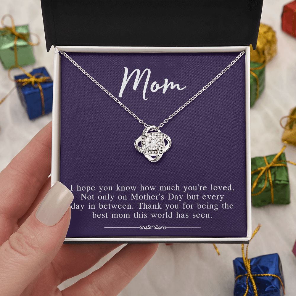 Mothers Day Necklace From Daughter, To My Mom Necklace From Daughter Gifts To Give To Your Mom Beautiful Box, Gift Box Mothers Day, Mom Love Knot Necklace From Daughter, Jewelry Gift For Women Love Knot Necklace 6323