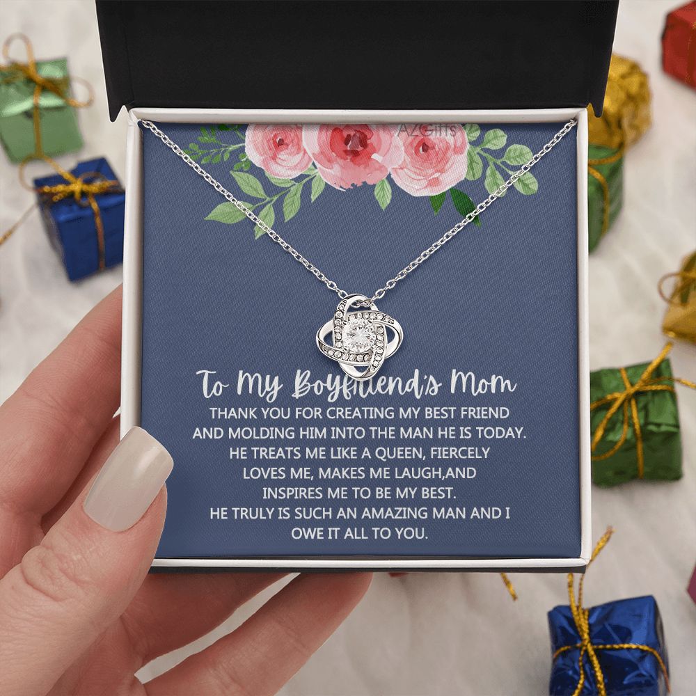 To My Boyfriend's Mom Necklace Gift For Boyfriend's Mom Love Knot Pendant Boyfriend's Mom Gift To My Mother In Law Love Knot Necklace Boyfriend's Mom Jewelry Mother's Day Gift For Boyfriends Mom