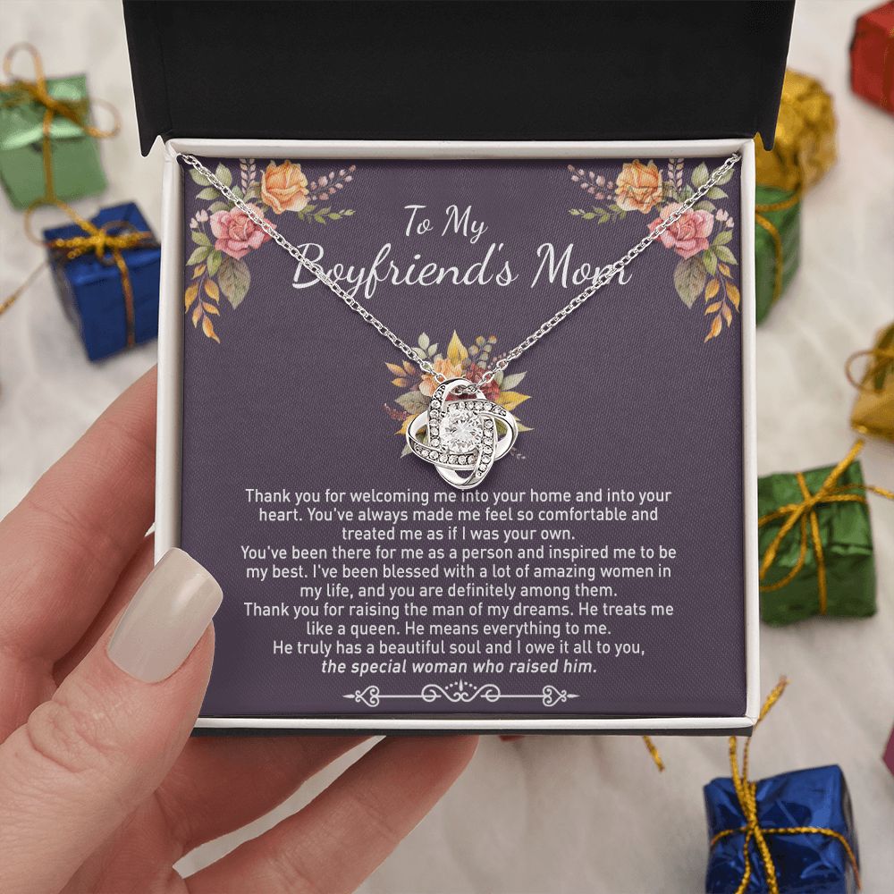 To My Boyfriend's Mom Mother's Day Necklace, Mother-In-Law Necklace, Necklace Gift For Boyfriend's Mom, To My Boyfriends Mom Gift, Future Mother-In-Law Love Knot Necklace For Boyfriend's Mom