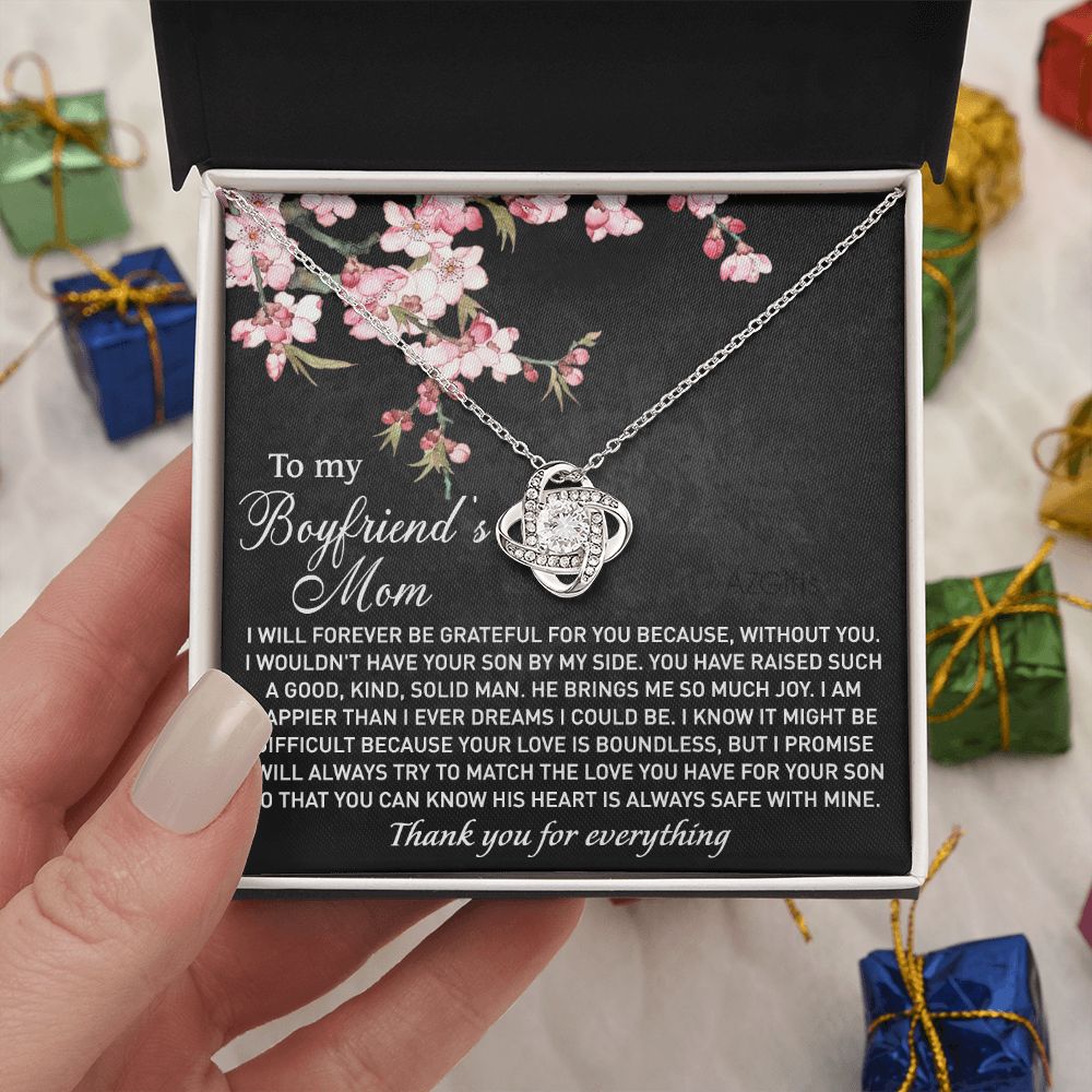 To My Boyfriends Mom Necklace, Gifts Necklace For Boyfriend Mom, Boyfriends Mom Birthday Gift, Boyfriend Mother Love Knot Necklace Gifts For Boyfriend Mom, Mother's Day Gift Jewelry For Women