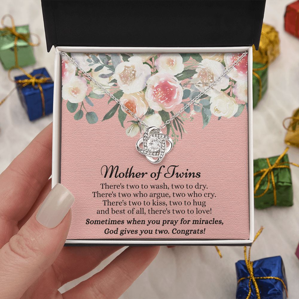 Mom Of Twins Necklace, Jewelry Gift For Mother Of Twins Love Knot Necklace, Parents of Twins, Gift Necklace For New Mom of Twins, Birthday Gift For Mom of Twins Necklace, New Mom Gift Necklace Love Knot Necklace 6323