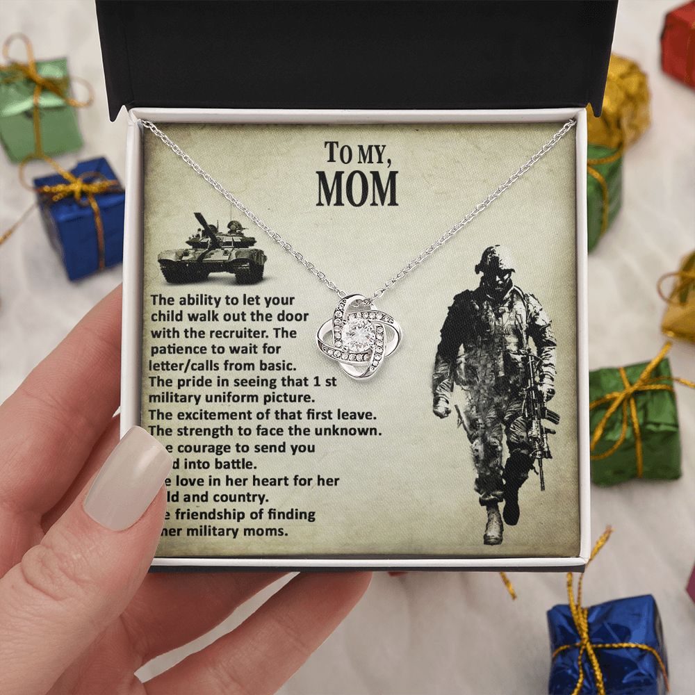 Military Mom Necklace, To My Mom Necklace From Son, Favourite Soldier Necklace Gift For Mom, Daughter And Military Mom Love Knot Necklace Gift, Mom Gift Necklace, Soldier Mom Necklace Gift For Women Love Knot Necklace 6323