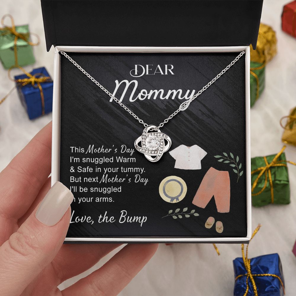 Dea Mommy Necklace, Mothers Day Gifts for Pregnant Wife, Happy Mothers Day Love Knot Necklace, Gift Necklace for Moms to Be, Mother To Be Mothers Day Pendant Gift, To My Mommy Necklace from Bump Love Knot Necklace 6323