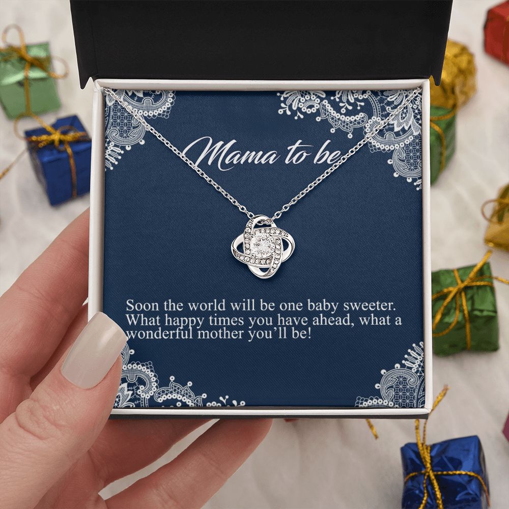 Mama To Me Gift Necklace, To My Mom Love Knot Necklace Gift For Mom From Daughter, Soon The World Mom Jewelry Gift For Women, Mother, Womenderful Mother Gift Necklace For Mama To be Pendant Gift Love Knot Necklace 6323