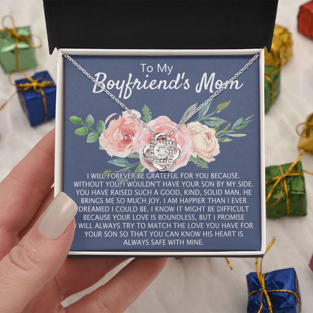 To My Boyfriend's Mom Necklace Gift, Mother's Day Necklace Gift, Birthday Gift For Boyfriend's Mom, Boyfriend's Mom Love Knot Necklace For Women Jewelry Gifts For Boyfriends Mom From Girlfriend Mom