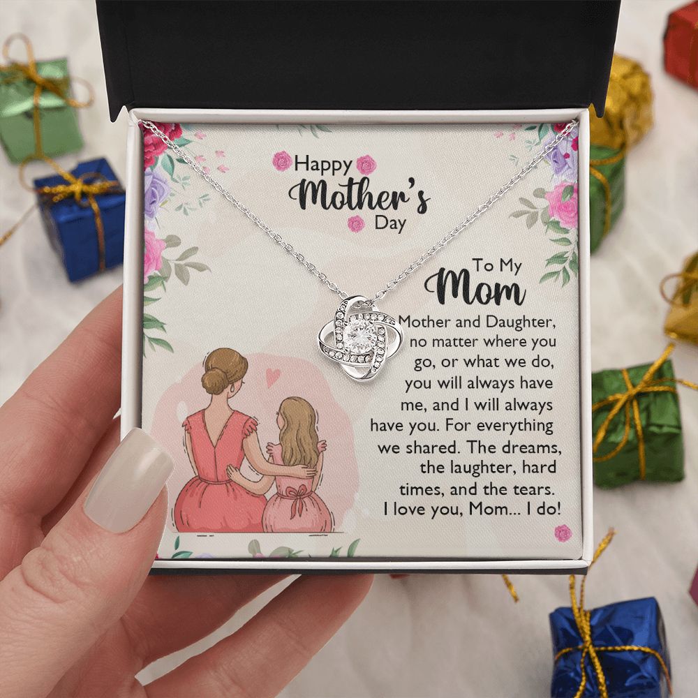 To My Mom Necklace From Daughter, Happy Mothers Day Necklace, Mom Love Knot Necklace From Daughter And Mother Jewelry Gift Mothers Day, No Matter Necklace Gift For Mom On Birthday Gift For Mom Love Knot Necklace 6323