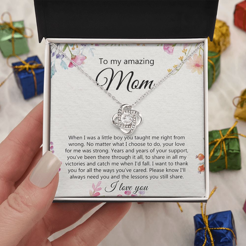 Amazing Mom Gift Necklace, To My Amazing Mom Love Knot Necklace for Mother Day Gift From Daughter Son Necklace Gift For Mom, Mother Gift Necklace Thank You Mom, Mother Necklace Birthday Gift for Mom Love Knot Necklace 6323
