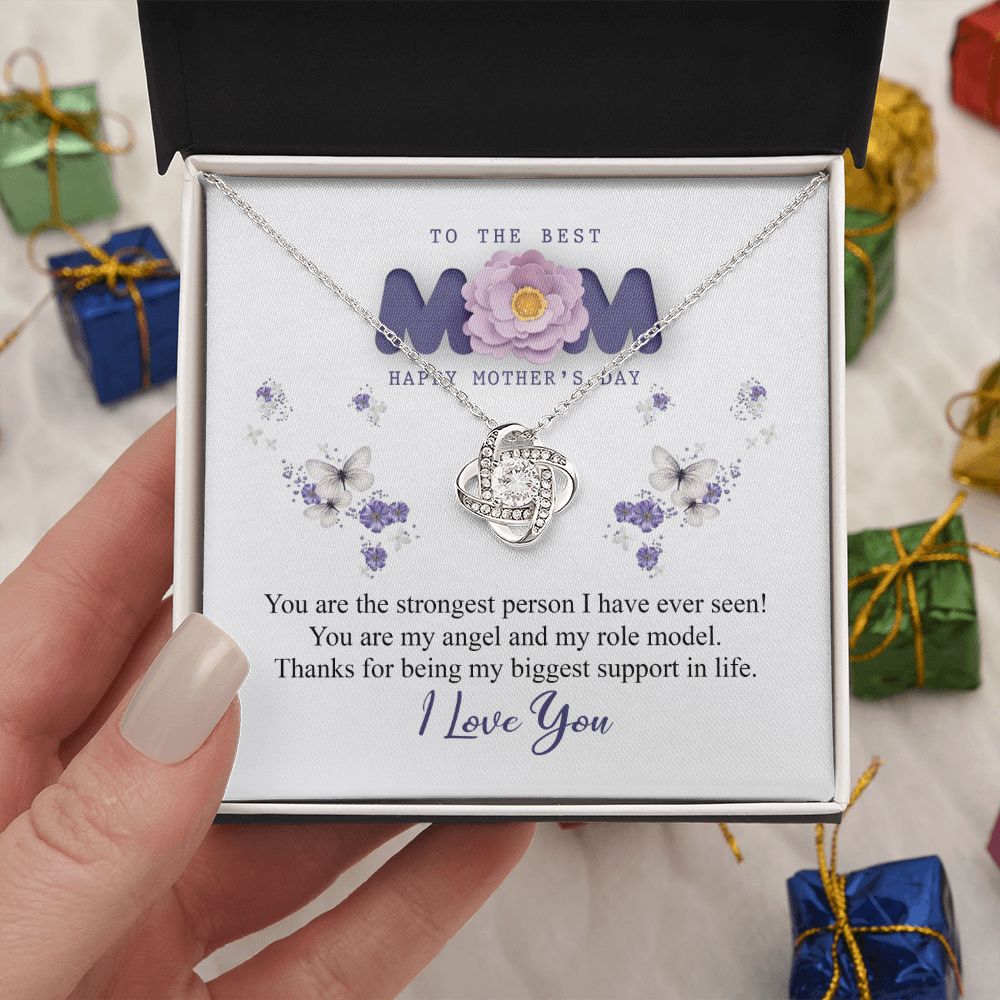 Happy Mother's Day Necklace, To The Best Mom Necklace From Daughter, Mothers Day Gift Necklace, Thank You Necklace Gift For Mom, Jewelry Gift For Women, Mother And Daughter Necklace Gift On Birthday Love Knot Necklace 6323