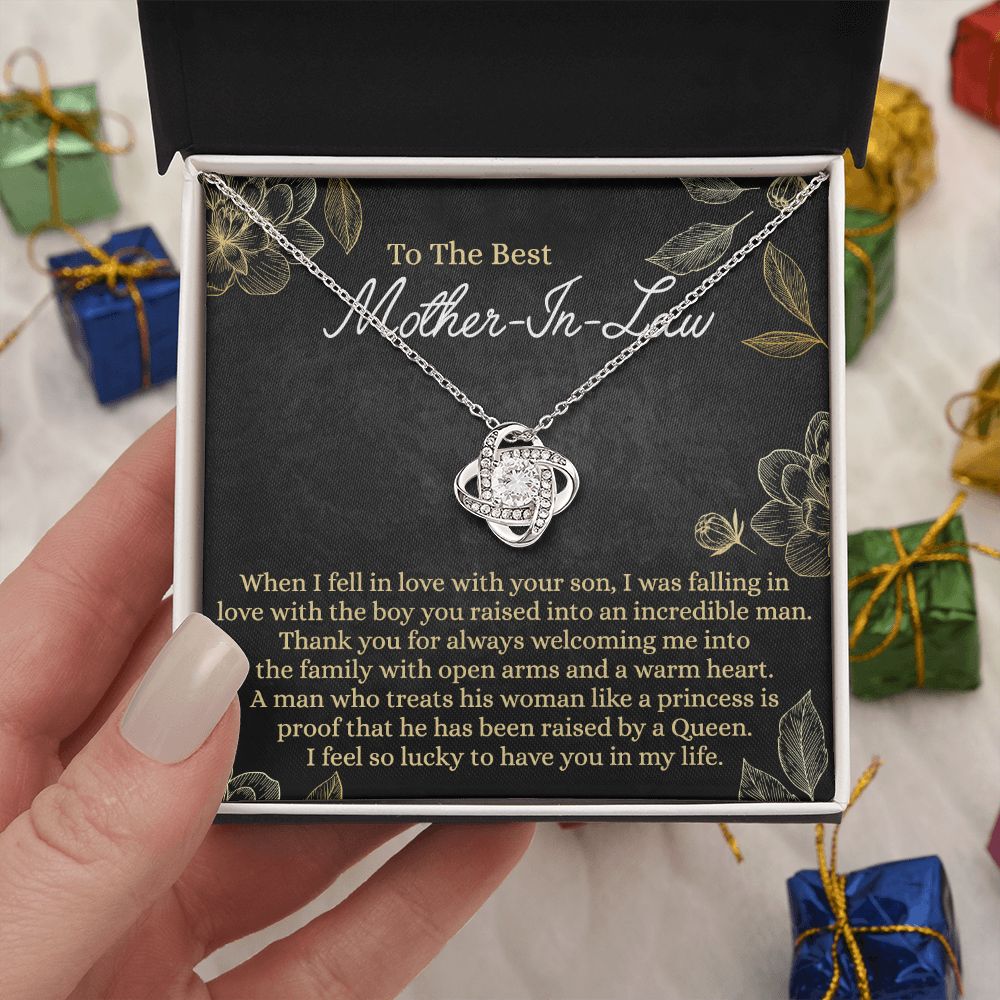 Mother In Law Gift Necklace, To The Best Mother In Law Love Knot Necklace From Daughter In Law, Jewelry Gift for Women, Mother In Law, Bonus Mom Gift Necklace, Mother-In-Law Gift Love Knot Pendant Love Knot Necklace 6323