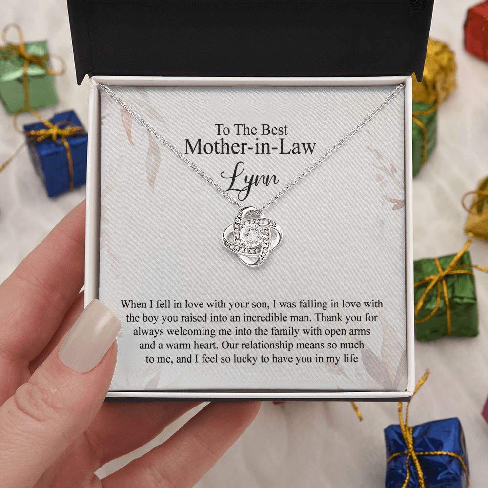 Mother In Law Gift Necklace, To The Best Mother In Law Necklace From Daughter In Law, Personalized Necklace Gift For Mom, Happy Mother's Day Necklace Gift For Mom, Jewelry Gift For Mother In Law Love Knot Necklace 6323