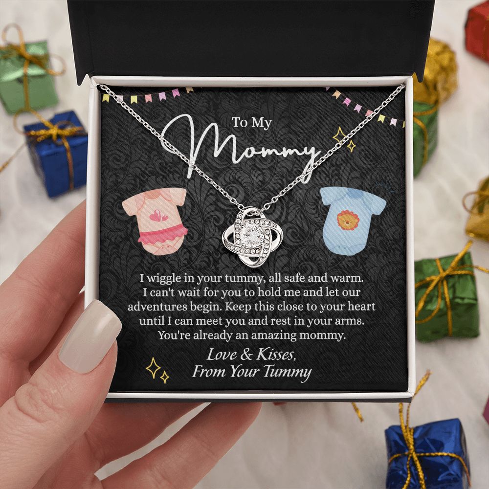 To My Mommy Love Knot Necklace, Mommy Gifts Necklace from Baby, Mommy Gift Necklace from Baby to Mom On Birthday, Gifts for Mom from Baby, New Mom Gift From Husband, New Mom Jewelry Gift For Wome Love Knot Necklace 6323