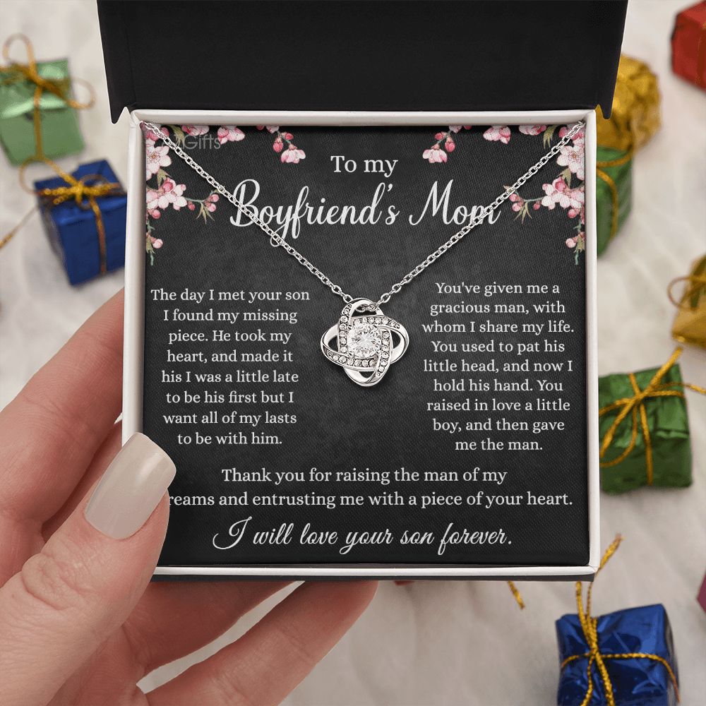 To My Boyfriend's Mom Necklace With Message Card Box, Boyfriends Mom Gift Necklace For Boyfriends Mom, Mother Girlfriends To Boyfriend Mom Gift Necklace For Mom Of Boyfriend Custom Message Gift
