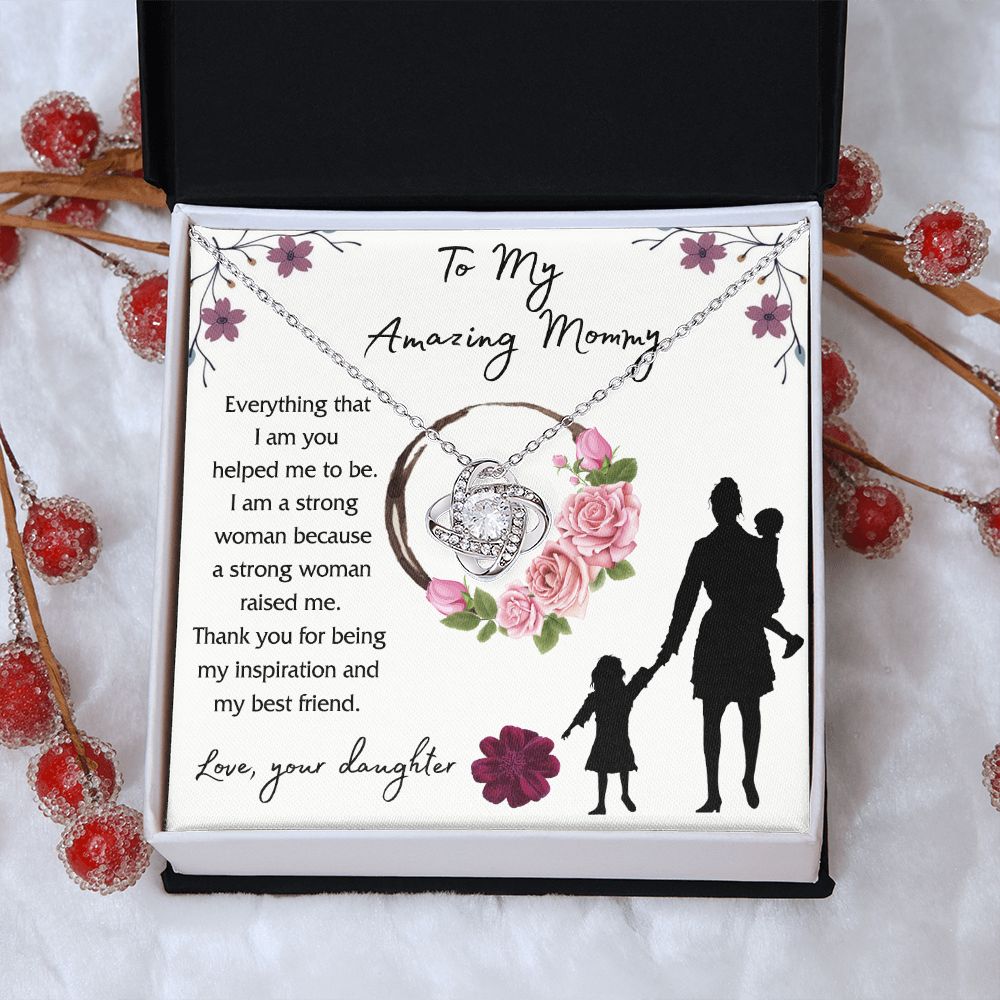 Mom And Daughter Necklace, To My Amazing Mom Necklace From Daughter, Necklace Gift For Mom On Birthday Gift Anniversary Mother's Day Necklace Gift Mom Love Knot Necklace Jewelry Gift For Women Love Knot Necklace 6323