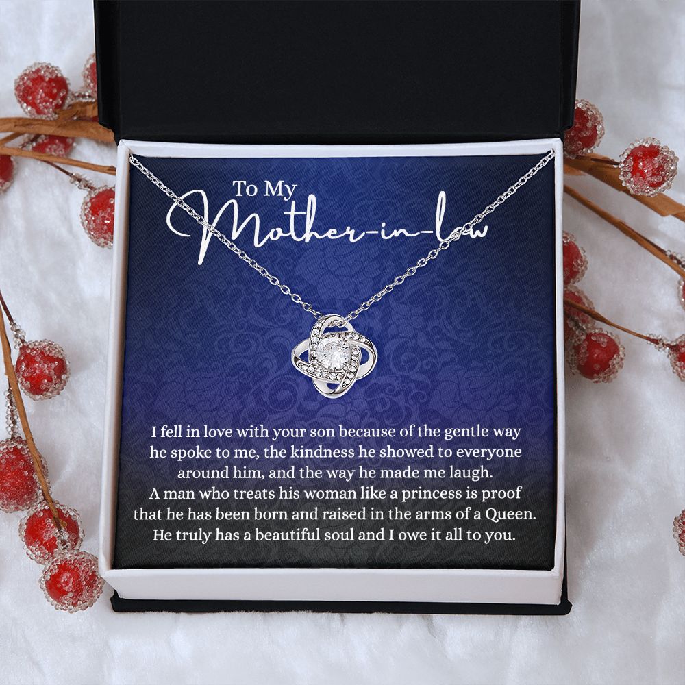 To My Mother in Law Love Knot Necklace, Mother in Law Jewelry Gift Box, Gift Card For Mom, Necklace for Mother in Law Jewelry Gift For Women, To My Mother-in-law On Wedding Day Mother's day Necklace Love Knot Necklace 6323