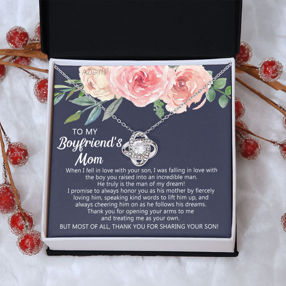 To My Boyfriends Mom Necklace, Gifts for Boyfriend's Mom Necklace, Thank You Your Son Gift Necklace, Gifts My Boyfriends Mom Love Knot Necklace From Man Boyfriends Mom Christmas Necklace Mother's Day