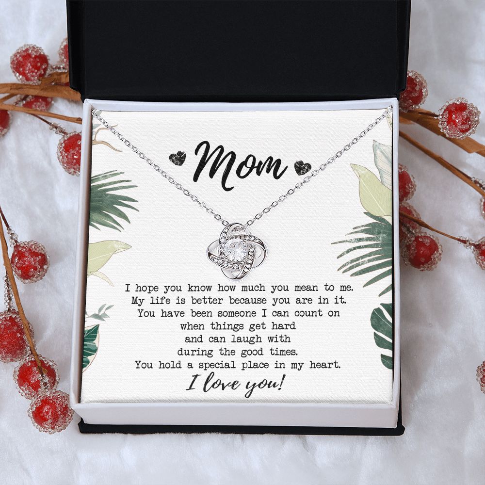 Mothers Day Necklace Gift, Gift Necklace for Mom, To My Mom Love Knot Necklace From Daughter, Mother And Daughter Gift Necklace, Jewelry Gift For Women, Mother Gift Necklace I Love You Love Knot Necklace 6323
