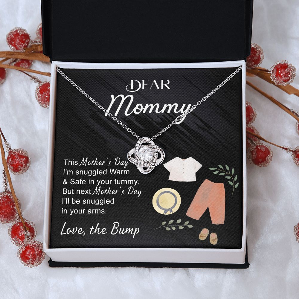 Dea Mommy Necklace, Mothers Day Gifts for Pregnant Wife, Happy Mothers Day Love Knot Necklace, Gift Necklace for Moms to Be, Mother To Be Mothers Day Pendant Gift, To My Mommy Necklace from Bump Love Knot Necklace 6323