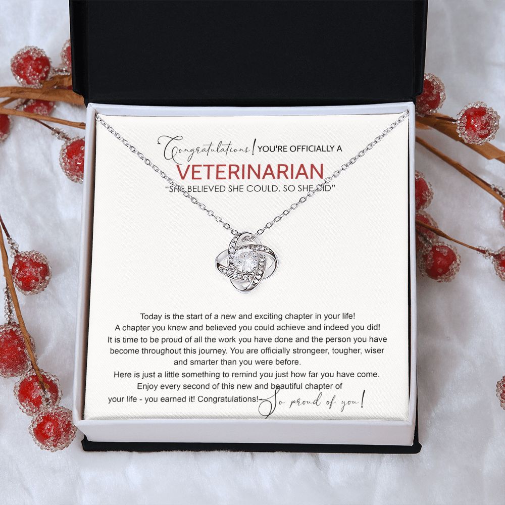 Veterinarian Gift Necklace, Graduation Jewelry Gift For Doctor of Veterinary, Degree Graduation Gifts Necklace Gift For Her Congrats Graduation Veterinarian Necklace Gift For Daughter Granddaughter Love Knot Necklace 6323