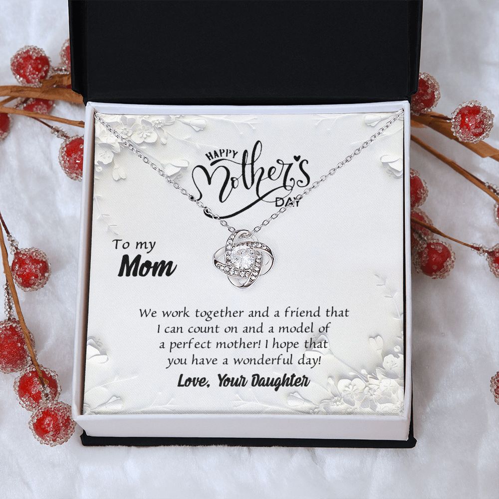 Happy Mother's Day Necklace, To My Mom Love Knot Necklace Gift From Daughter, Mom Your Daughter Necklace, Daughter And Mother Love Knot Pendant Gift For Mom Gift Necklace, Jewelry Gift For Women Love Knot Necklace 6323