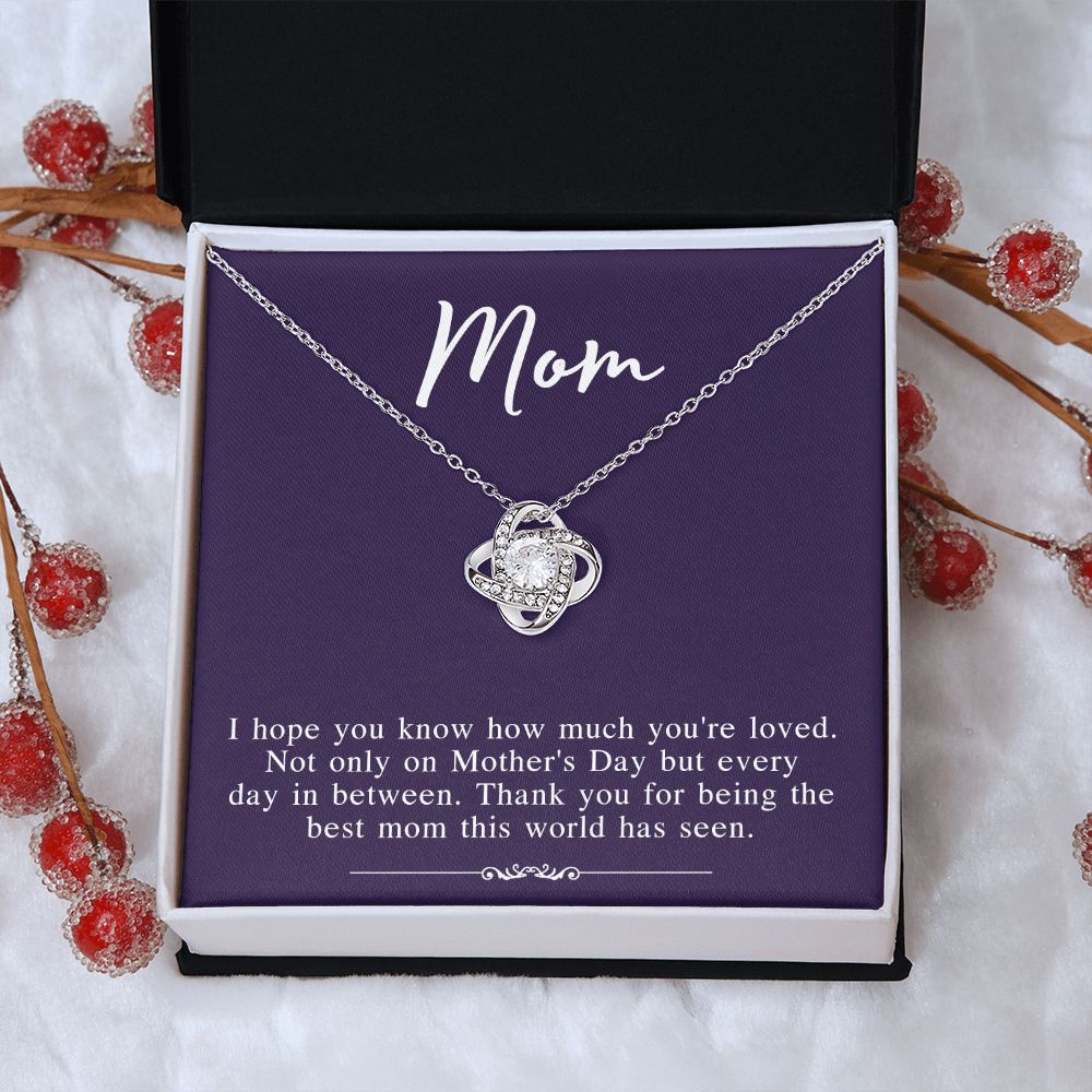 Mothers Day Necklace From Daughter, To My Mom Necklace From Daughter Gifts To Give To Your Mom Beautiful Box, Gift Box Mothers Day, Mom Love Knot Necklace From Daughter, Jewelry Gift For Women Love Knot Necklace 6323