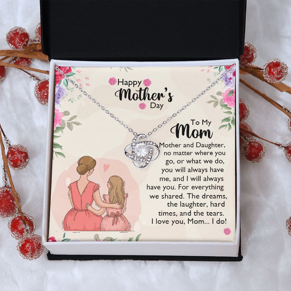 To My Mom Necklace From Daughter, Happy Mothers Day Necklace, Mom Love Knot Necklace From Daughter And Mother Jewelry Gift Mothers Day, No Matter Necklace Gift For Mom On Birthday Gift For Mom Love Knot Necklace 6323