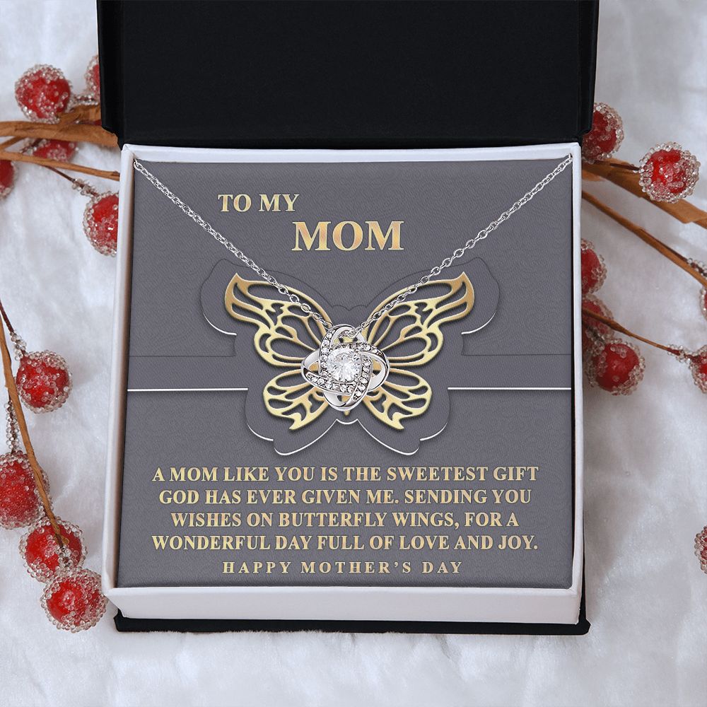 To My Mom Necklace, Love Knot Necklace for Mother, Daughter Gift For Mom, Present For Mom, Mother Gifts from Son or Daughter, Jewelry Gift for Mothers Day, Birthday Gift for Mother, Moms