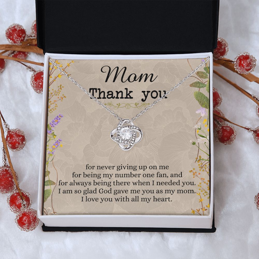 Mom Thank You Gift Necklace, To My Mom Love Knot Necklace From Daughter Necklace Gift For Mom Mother's Day Necklace Gift For Mom, Birthday Gift For Mom Anniversary Jewlry Gift For Women, Mom Love Knot Necklace 6323