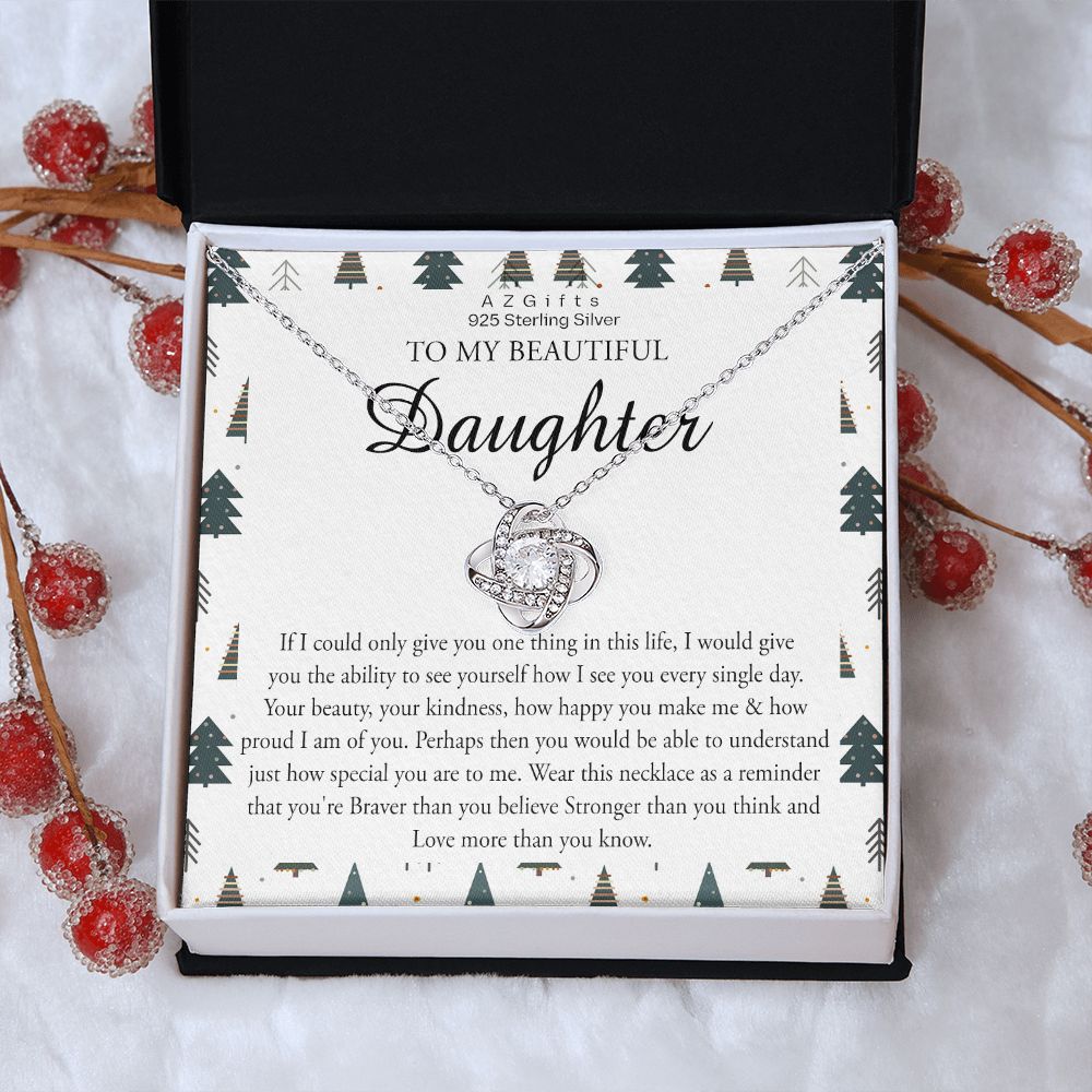 To My Beautiful Daughter Christmas Necklace Gift from Mom Daughter Birthday Gift from Mother to Daughter Gift Personalized Daughter Gift from Mom Daughter Jewelry for Girls Love Knot Necklace set gift for daughter