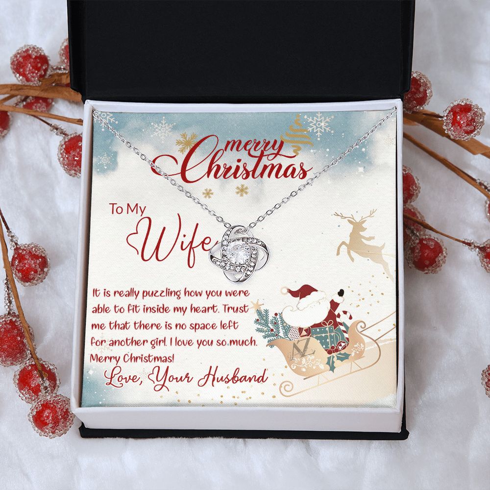 Merry Christmas for Wife, Gift for Wife on Christmas, Husband Wife Christmas Gift, Necklace for Wife, Wife Christmas Jewelry Love Knot Necklace set Gift for Wife