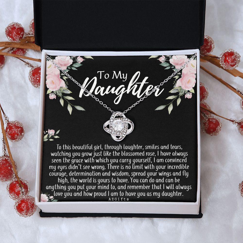 To My Daughter Necklace Love Knot Necklace Gift for Daughter from Mom Mother Daughter Necklace Jewelry Gift for Daughter Christmas Daughter Necklace Gift from Mom Birthday Gift Daughter Necklace for Teen Girl