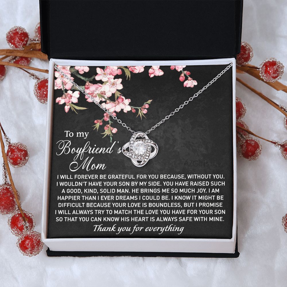 To My Boyfriends Mom Necklace, Gifts Necklace For Boyfriend Mom, Boyfriends Mom Birthday Gift, Boyfriend Mother Love Knot Necklace Gifts For Boyfriend Mom, Mother's Day Gift Jewelry For Women