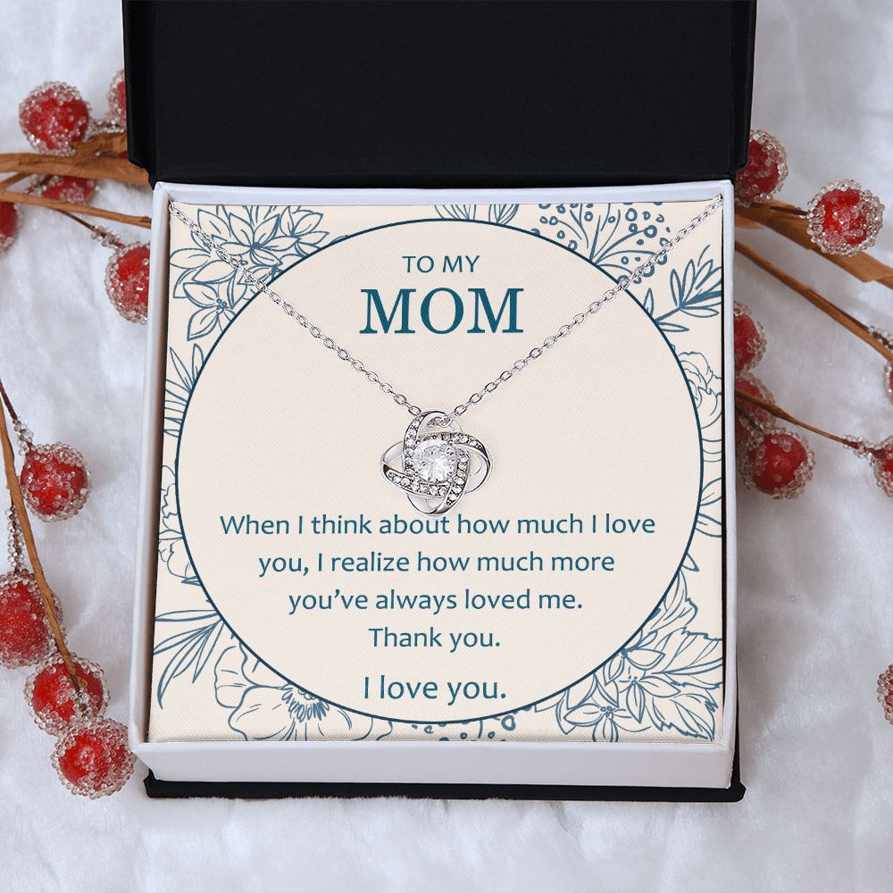 Mother And Daughter Necklace, To My Mom Love Knot Necklace From Daughter, Thank You Necklace Gift For Mom, Mother On Birthday Gift Anniversary Wedding Day Necklace For Mom, Daughter To Mom Pendant Love Knot Necklace 6323