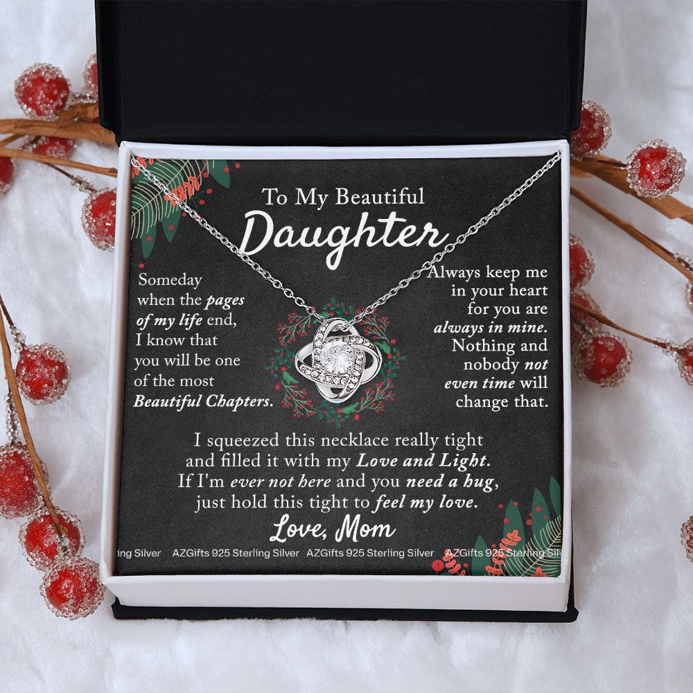 To My Daughter Necklace for Christmas Birthday Gift for Daughter from Mom Daughter Gift from Mom Mother to Daughter Necklace Pendant Birthday Jewelry Gift for Christmas Xmas Love Knot Necklace for Daughter
