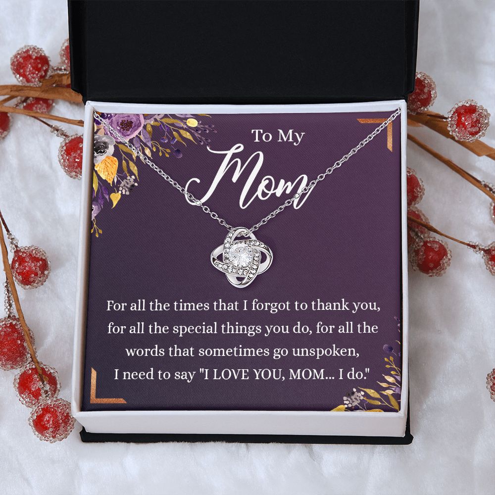 Mother Gift Necklace, To My Mom Love Knot Necklace From Daughter, Mother's Day Necklace Gift, Retriment Anniversary Necklace Gift For Mom, Bonus Mom Present for Mom Necklace Jewelry Gift for Women Love Knot Necklace 6323