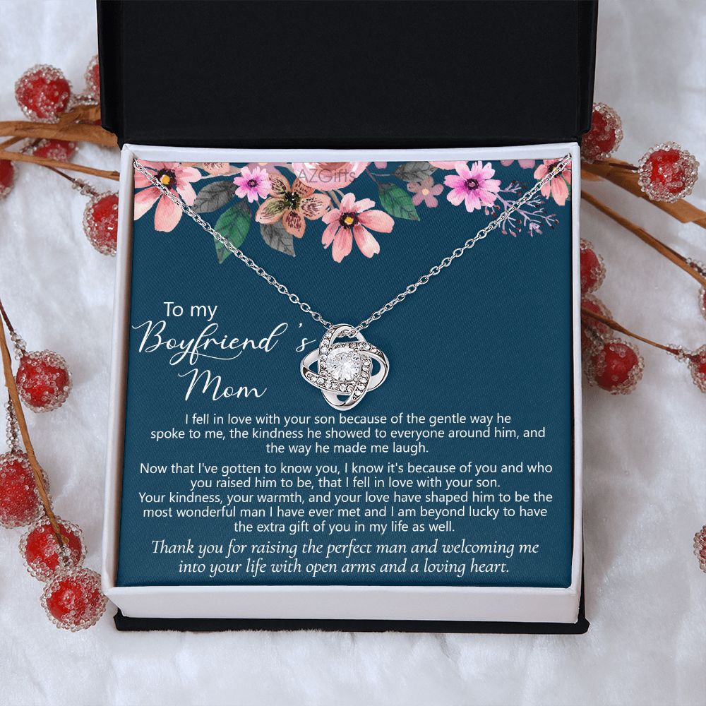 Fell In Love Necklace Gift For Boyfriend's Mom Gift Necklace, To My Boyfriends Mom Necklace From Son, Mother And Son Gift Necklace, Gift For Boyfriends Mom Love Knot Necklace Jewelry Gift For Women Love Knot Necklace 6323