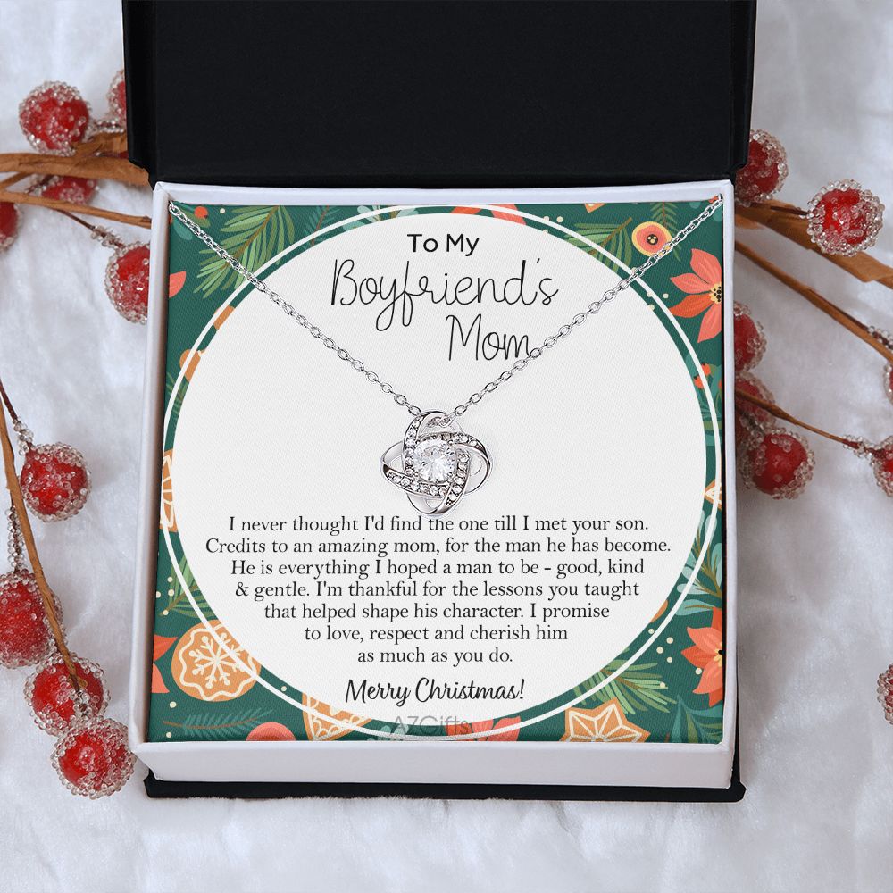 Gift Necklace For Boyfriend's Mom, Merry Christmas Necklace Gift, To My Boyfriend's Mom Necklace From Son, To An Amazing Mom Gift Necklac, Boyfriend's Mom Gift Necklace Love Knot Jewelry For Mom Love Knot Necklace 6323