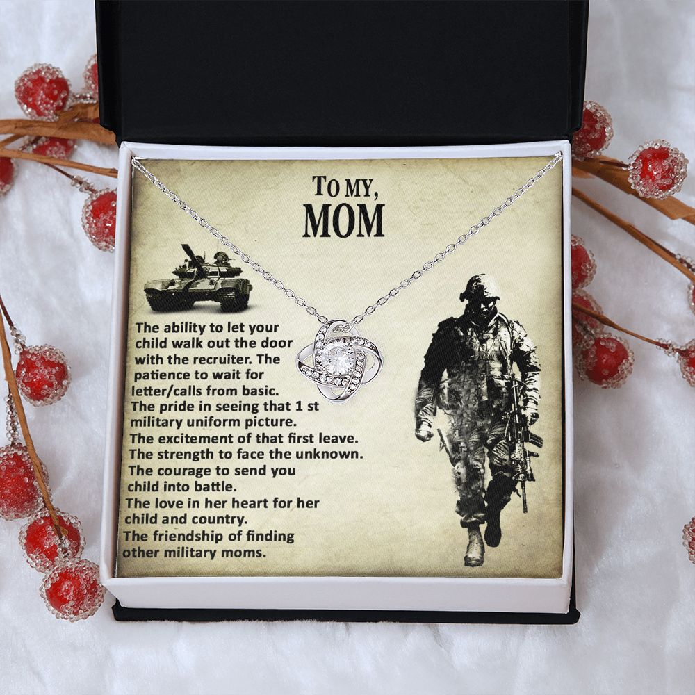 Military Mom Necklace, To My Mom Necklace From Son, Favourite Soldier Necklace Gift For Mom, Daughter And Military Mom Love Knot Necklace Gift, Mom Gift Necklace, Soldier Mom Necklace Gift For Women Love Knot Necklace 6323