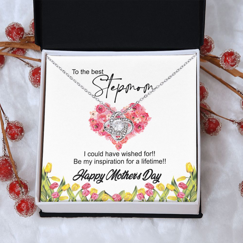 To The Best Stepmon Necklace, Happy Mother's Day Necklace Gift From Daughter, Son To My Step Mom Necklace From Daughter, Stepmom Gift Necklace, Boyfriend's Mom Gift Necklace, Love Knot Gift For Mom Love Knot Necklace 6323