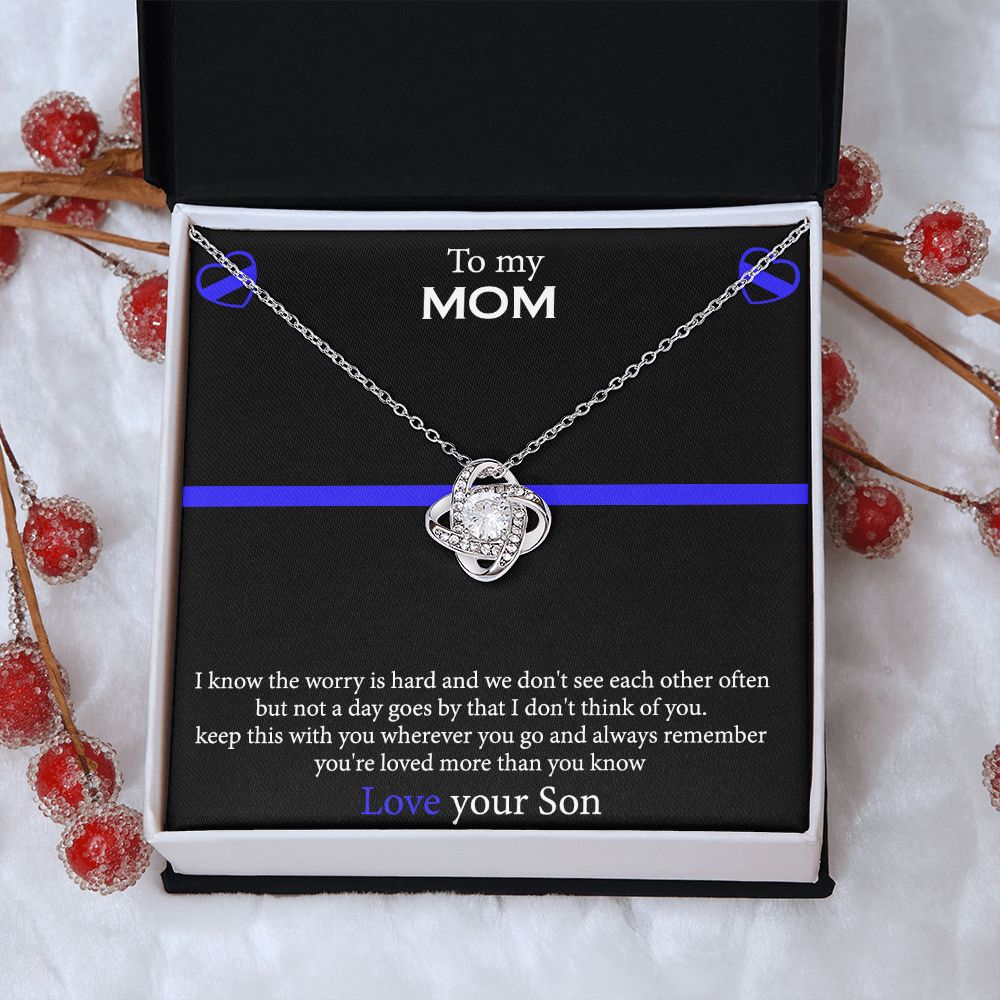 To My Mom Necklace From Son, Mothers Day Necklace Gift For First Mothers Day, Love Your Son Love Knot Necklace Gift For Mom, Best Friend Gifts For Mothers Day Things For Your Mom Jewelry Gift For Mom Love Knot Necklace 6323