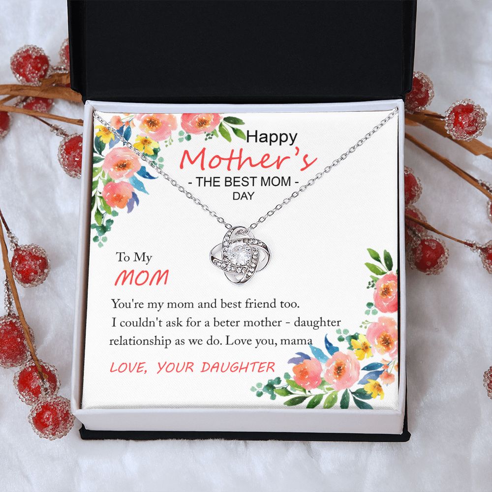Happy Mother''s Day Gift Necklace, To My Mom Love Knot Necklace Gift From Daughter And Mother Love Knot Pendant Gift For Mom Bonus Mom Gift Necklace, The Best Mom Necklace, Jewelry Gift For Women Love Knot Necklace 6323