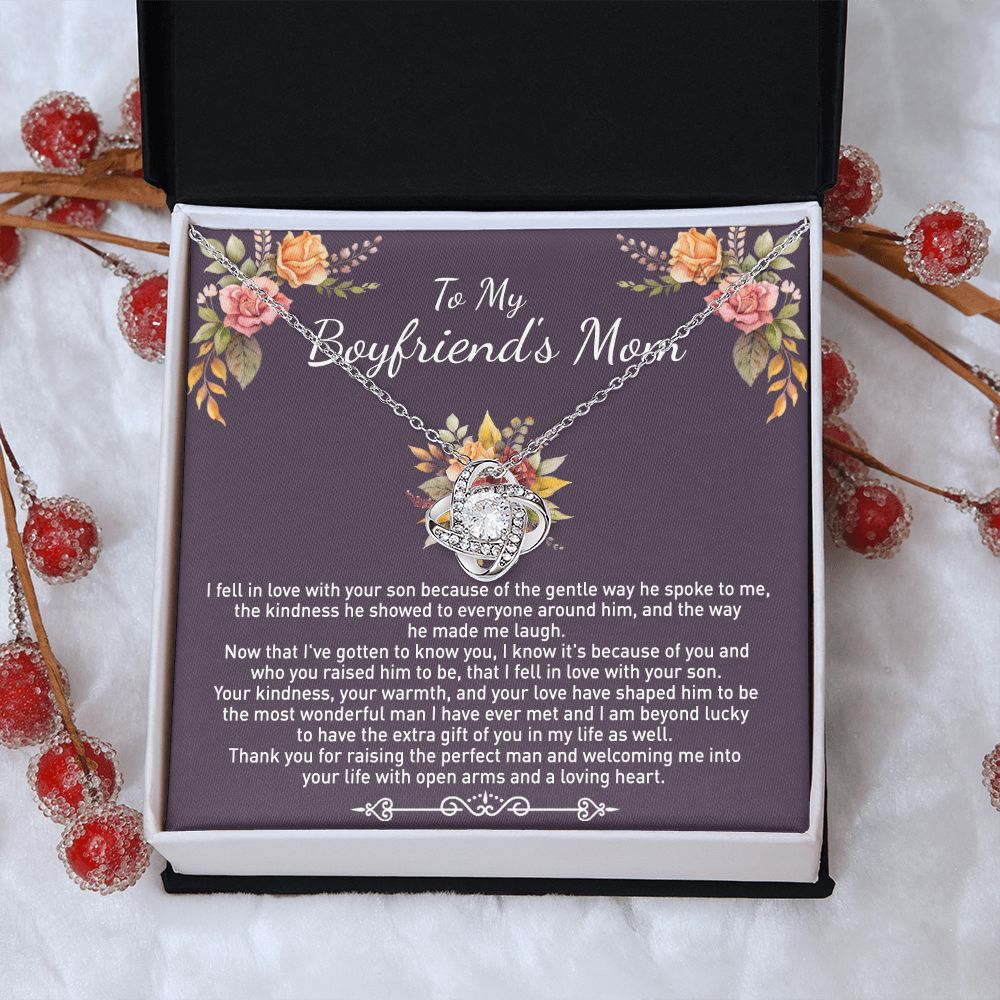 To My Boyfriend's Mom Necklace Gifts For Boyfriend's Mom Birthday Gift Necklace For Boyfriend's Mom, Mother's Day Love Knot Jewelry Box For Boyfriend's Mom Mother In Law Gift From Daughter In Law