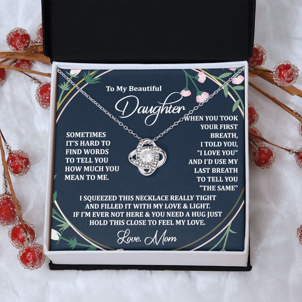 To My Daughter Necklace Love Knot Necklace Gift for Daughter from Mom Christmas Daughter Necklace Gift from Mom Birthday Gift Daughter Necklace for Teen Girl Mother Daughter Necklace Jewelry Gift for Daughter