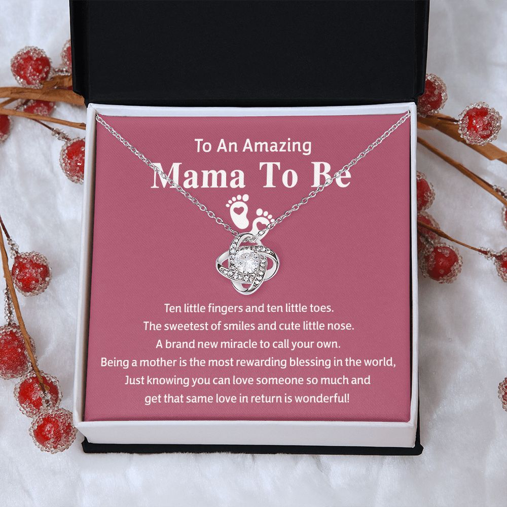 Mama To Be Gift Necklace, To An Amazing Mama To Be Necklace From Daughter, Mama To Be Love Knot Necklace, Wonderful Mom Gift Necklace From Daughter, Jewelry Gift For Women, Mama To Be Necklace Gift Love Knot Necklace 6323