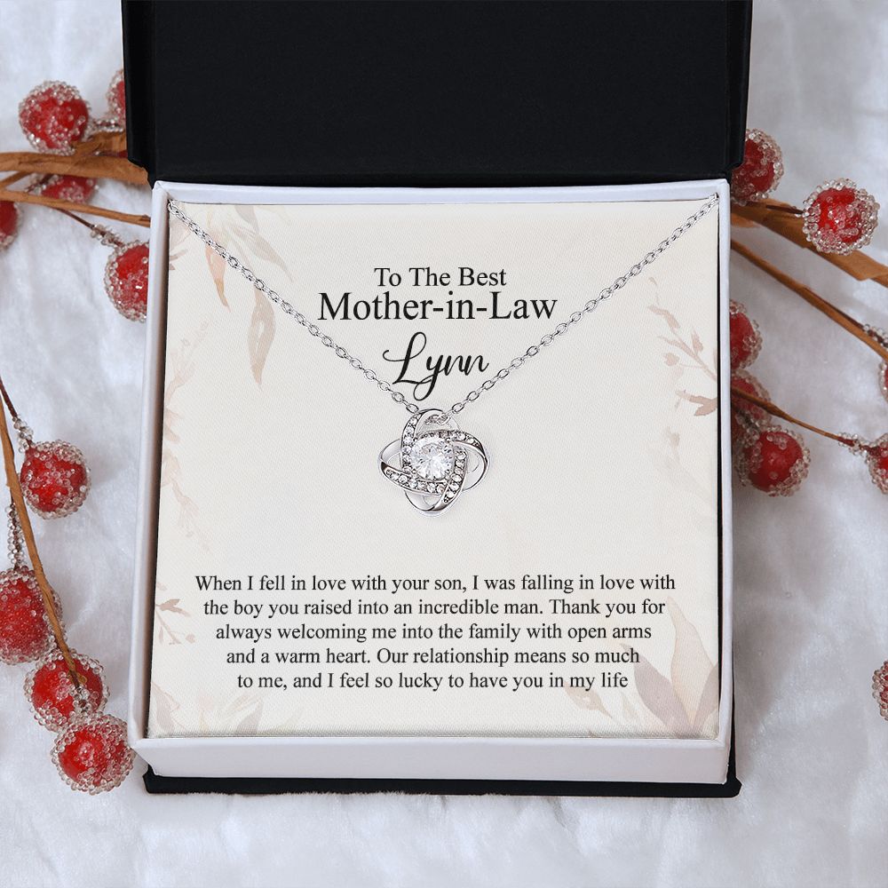 Mother In Law Gift Necklace, To The Best Mother In Law Necklace From Daughter In Law, Personalized Necklace Gift For Mom, Happy Mother's Day Necklace Gift For Mom, Jewelry Gift For Mother In Law Love Knot Necklace 6323