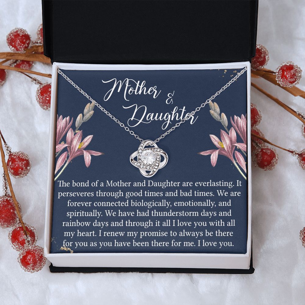 Mother And Daughter Gift Necklace - To My Mother Love Knot Necklace Gift From Daughter, Bond Of A Mother And Daughter Gift Necklace For Mom, Jewelry Gift For Women, Mother, Birthday Gift For Mom Love Knot Necklace 6323